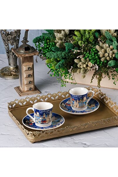 MEVLANA BAZAAR Türkiye Temalı Porselen İkili Kahve Takımı
