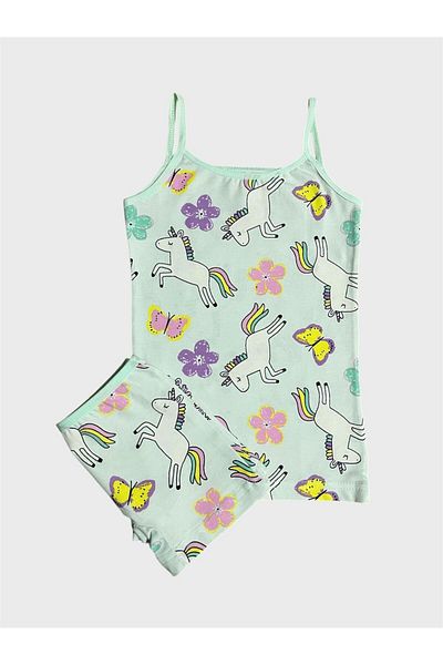 elmas kids Set boxer pentru fete, 100% bumbac, verde apă, cu model unicorn fluture