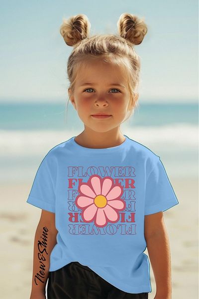 New Shine 1 tricou este un cadou pentru achiziții de 6 și mai sus în coș - Tricou oversize pentru copii cu imprimeu floral