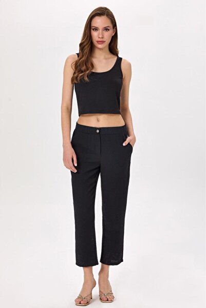 İKİLER Beli Çıtçıtlı ve Lastikli Cepli Pantolon 025-3506