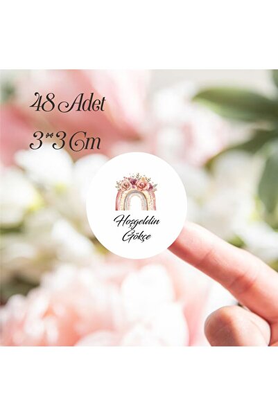 Hsn Smeđa duginica etiketa za bebe 3 cm 48 komada