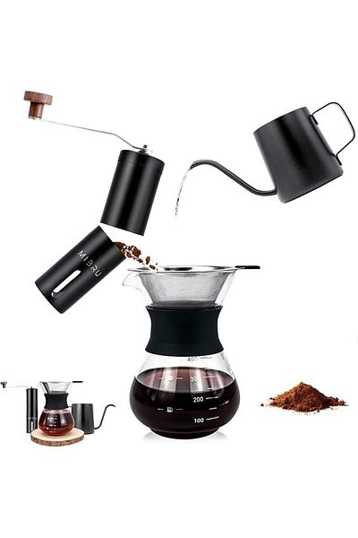 MIBRU V60 Drip Set 4-piece Drip Coffee Maker Set V60 Size 02 Chemex Way With Coffee Tools Permanent Filter