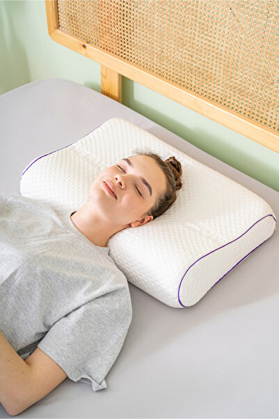VİSCOTEX Visco Pillow with Orthopedic Neck Support, 60X40X10/8 Cm. White