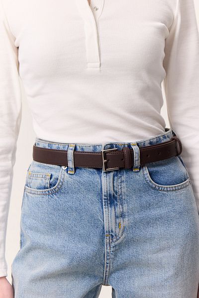 Manuka Burgundy Square Buckle Belt