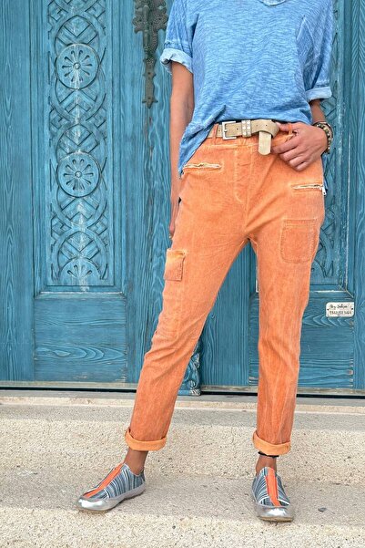 Güneşkızı Italian Brick Color Pocket Washed Belted Skinny Leg Lycra Woven Trousers 98 60