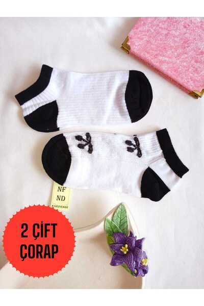 ENEFENDİ 2 чифта безшевни чорапи от мек памук, къси до глезена, с мотиви, дам...