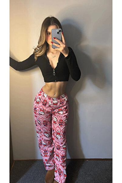 Bravebell Spider-man hello kitty pembe renk eşofman altı