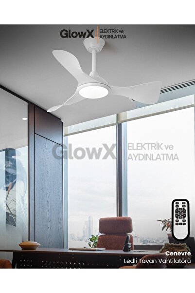 GlowX elektrik IŞIKLI TAVAN VANTİLATÖRÜ-AVİZE VANTİLATÖR-3 RENKLİ IŞIK