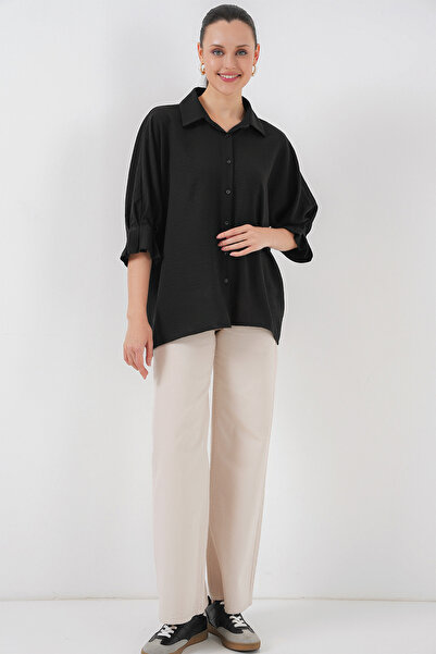 Bigdart Kadın Bağlama Detaylı Ayrobin Gömlek 20290 - Siyah