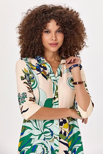 İKİLER Önü Çıtçıtlı Truvakar Kol Elbise 025-4023