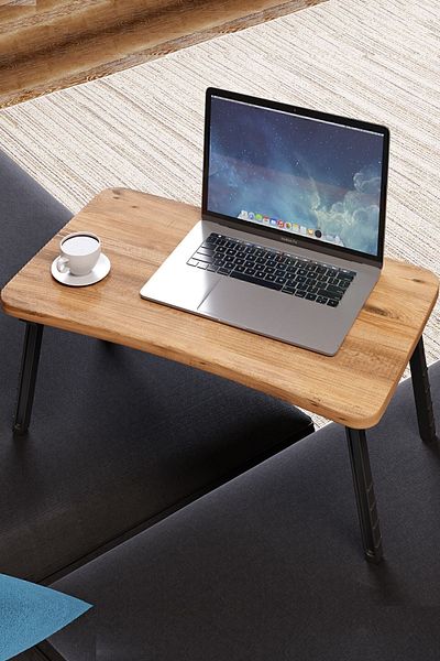 interGO مكتب محمول للكمبيوتر المحمول، وطاولة سرير، وحامل إفطار وكمبيوتر - بنمط الصنوبر الأطلسي