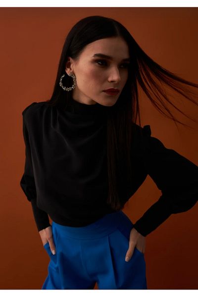 Sateen Blouse with Drape