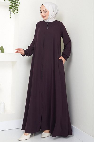 hafsamina Large Size Ferace Mevlana Plum Hm02153