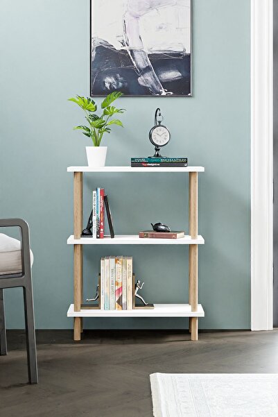 interGO Modern Bookcase With 3 Shelves - Freestanding Storage Shelving Unit for Home or Office - White