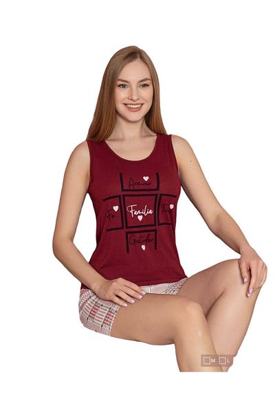 altınok fashion Familia Burgundy Shorts Suit