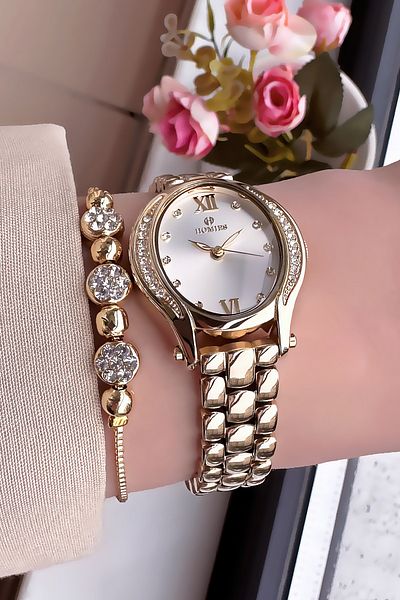 Homies Special Boxed Oval Case Women's Wristwatch Gold Color Hmby2050C1