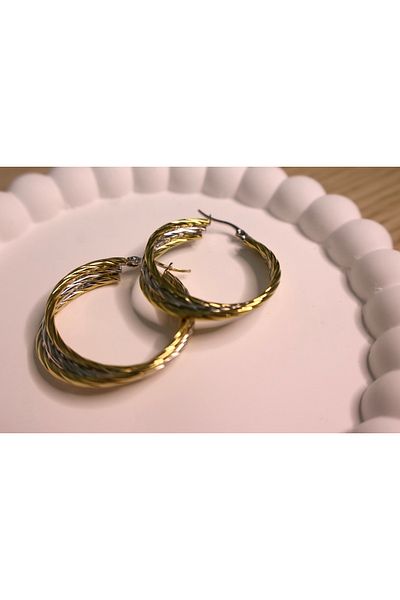 Mia Multicolored Ring Detail Steel Earrings