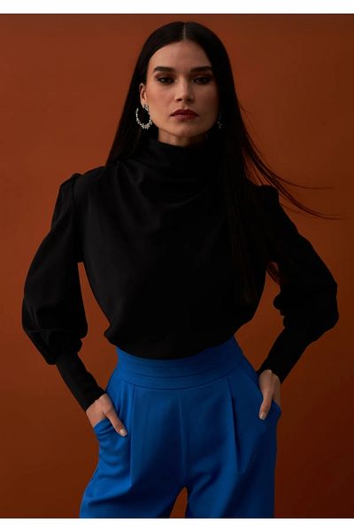 Sateen Blouse with Drape