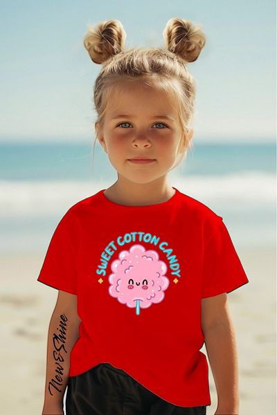 New Shine In the Cart, 1 T-Shirt Is a Gift for Purchases of 6 or More - Sweet Cotton Candy Printed Oversize Children's T-Shirt