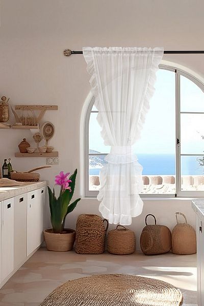 cotton maison Perdele din tul din in cu volane