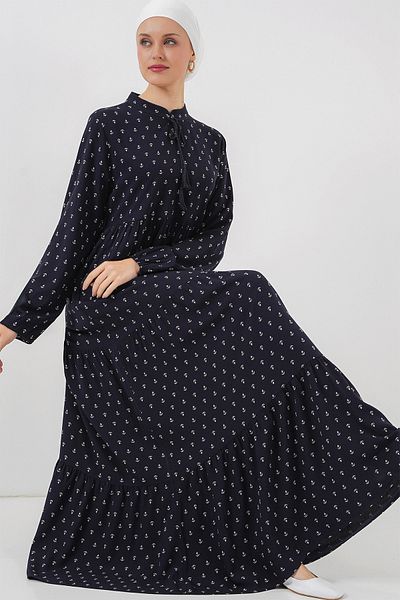 Bigdart Φόρεμα Hijab με κορδόνια 1627 - Navy Blue