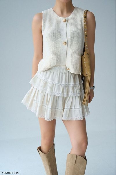 Lupies Women's Zero Sleeve Button Knitwear Vest