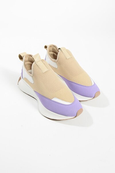 Seniorah Ursiya Beige-Purple Women's Sneakers - Stretch
