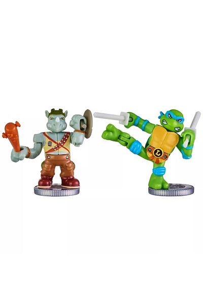 Akedo Teenage Mutant Ninja Turtles Leonardo vs Rocksteady Mini Figure Set