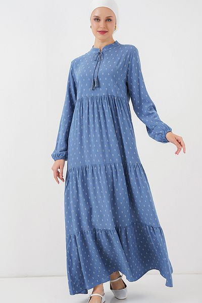 Bigdart Φόρεμα Hijab με κορδόνια 1627 - Μπλε