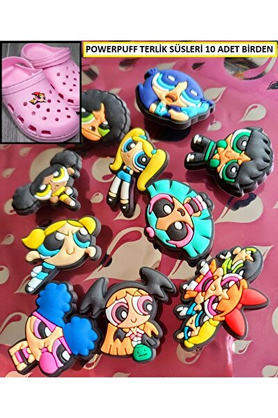 OYUNCAKSAHİLİ Powerpuff Girls Terlik Süsü 10 Adet Buttercup Blossom Bubbles S...
