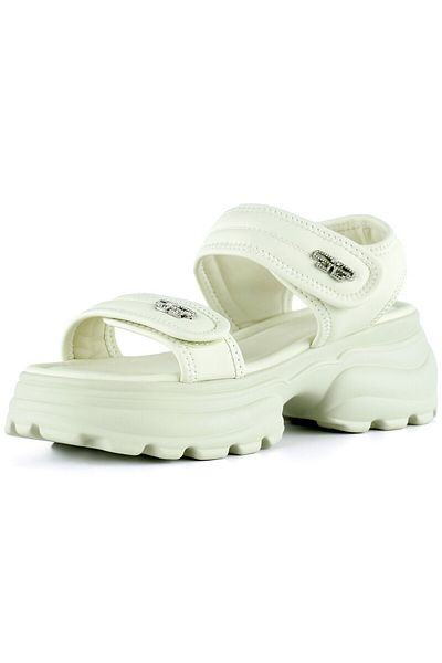 Erkan Saçmacı Sandale cu platformă cu curea dublă cu velcro, bej, Crystal Stone