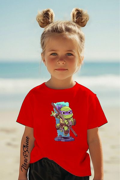 New Shine In Cart 6 and Above Purchases Get 1 T-Shirt as a Gift - Ninja Turtles Printed Oversize Children's T-Shirt