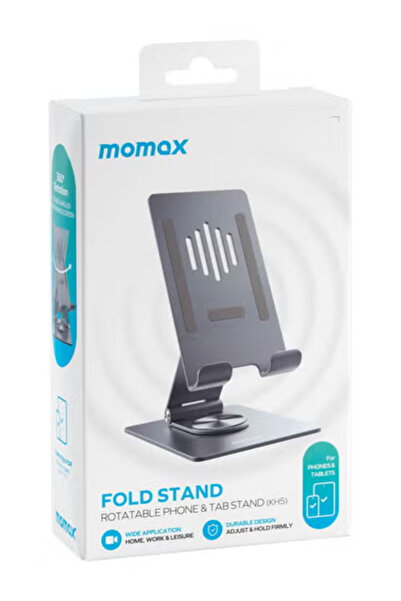 Momax Fold Stand 360 Degree Rotation Supports Phones and Tablets Multi-purpose Holder Space Grey