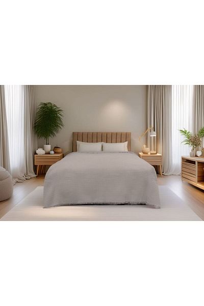 HERAKLEIA HOME Cotton Waffle Pattern Double Pique - 200X230 - Multi-Purpose Blanket