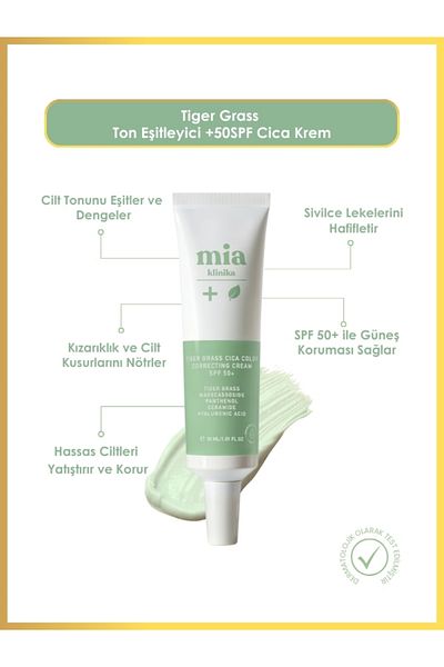 mia klinika Tiger Grass Tone Equalizing Anti-Redness 50 Spf Cica Cream 30 ml