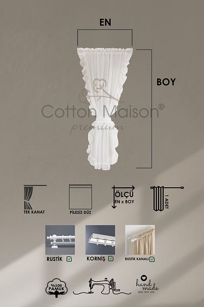cotton maison Perdele din tul din in cu volane