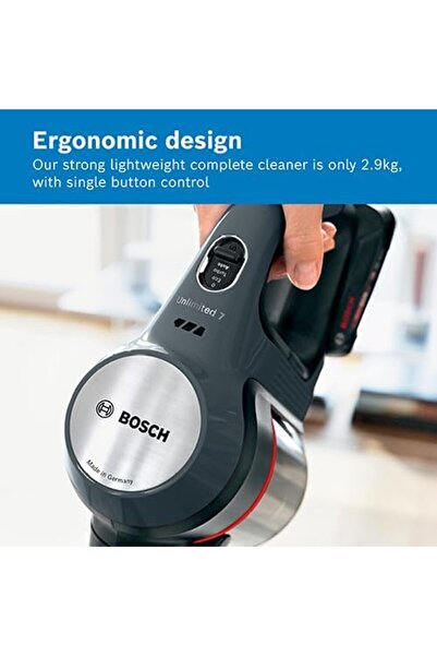 Bosch 2-in-1 Cordless Vacuum Cleaner, Bendable Stick, LED Light, Black ,BCS711GB