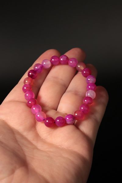 CessNova Certified 100% Genuine Pink Agate 8 mm Natural Stone Bracelet