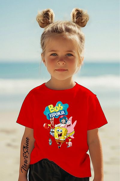 New Shine In the Cart, 1 T-Shirt Is a Gift for Purchases of 6 or More - Sungerbob Printed Oversize Children's T-Shirt
