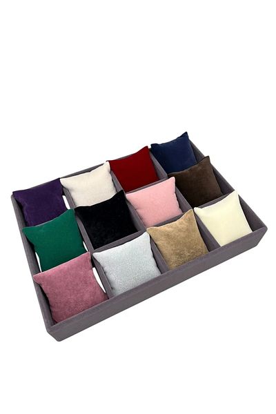 MeGass Dekor Domestic Production Suede Fabric Color Bucket 34/24 cm Padded Drawer Padded Watch and Jewelry Box