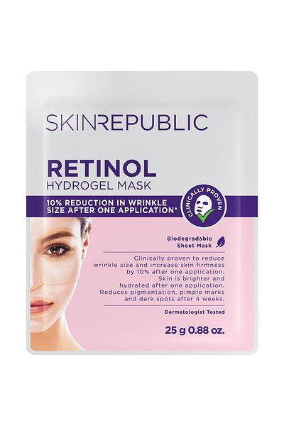 Skin Republic Retinol Hydrogel Face Mask Sheet Treatment Reduces Wrinkles 25g - Pack Of 3