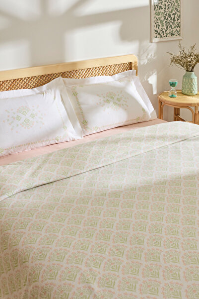 Kaşmir Home Daisy 100% Cotton Double Pique Set Salmon