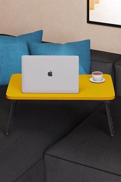 interGO Portable Laptop Desk, Bed Table Tray Breakfast and Computer Stand - Yellow
