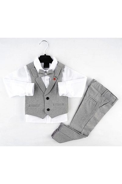 Mc Emirix Kids Wear Collared Vest Solid Ren 3 Piece Set