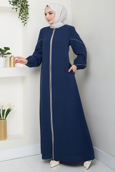 hafsamina Ferace Indigo Hm2721 with Naklishli Arms