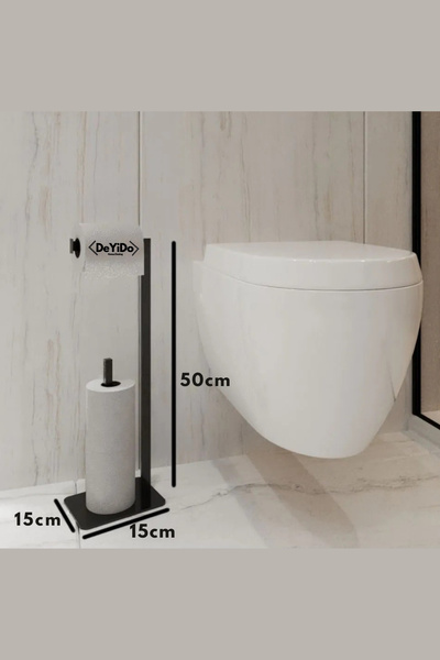 DeYiDo Tuvalet Kağıtlığı Yedekli Özel Tasarım Ağır Döküm Ayaklı Devrilmez Pratik Banyo Tuvalet Wc Askısı