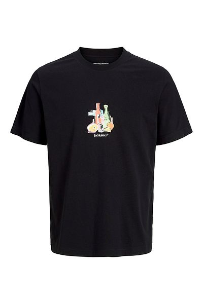 Jack & Jones Jack Jones Jorvarenna Μπλούζα με στάμπα και στρογγυλή λαιμόκοψη Erkek Siyah 12273162-02