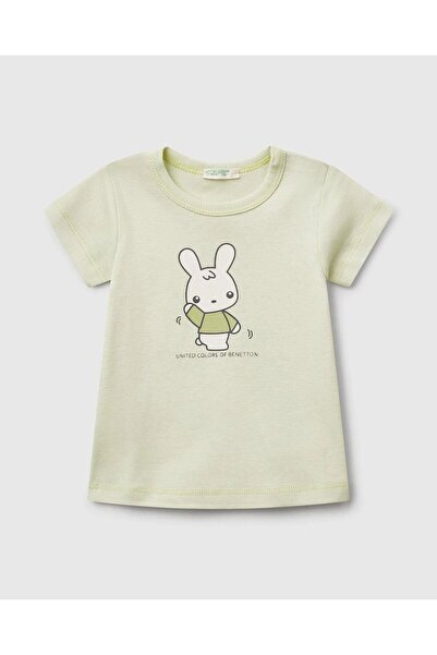 United Colors of Benetton Baby Water Green Rabbit Printed T-Shirt