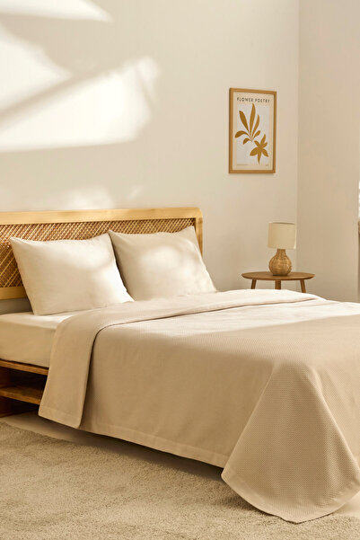 Kaşmir Home قطن نورا 100٪ قطن بيكيه مزدوج بيج 100