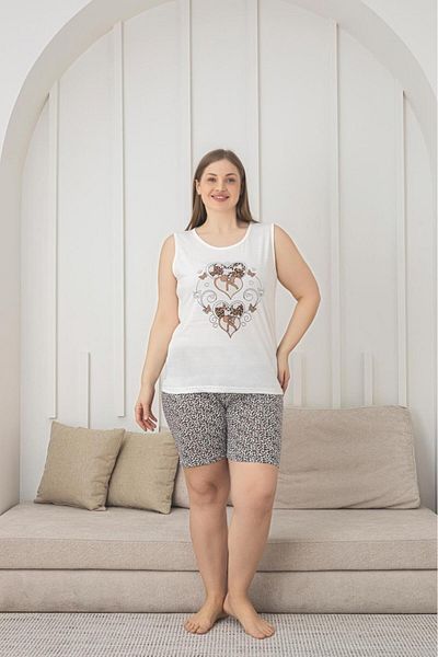 Lunaberry Leopard Large Size Oversized Pajamas Sleeveless Capri Fabric Summer Suit